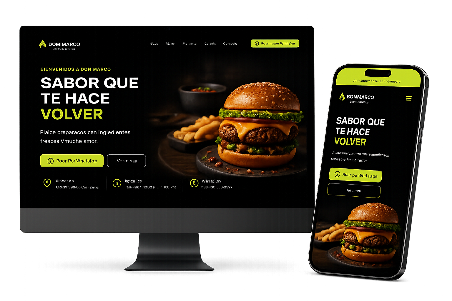 Web profesional para restaurante en móvil